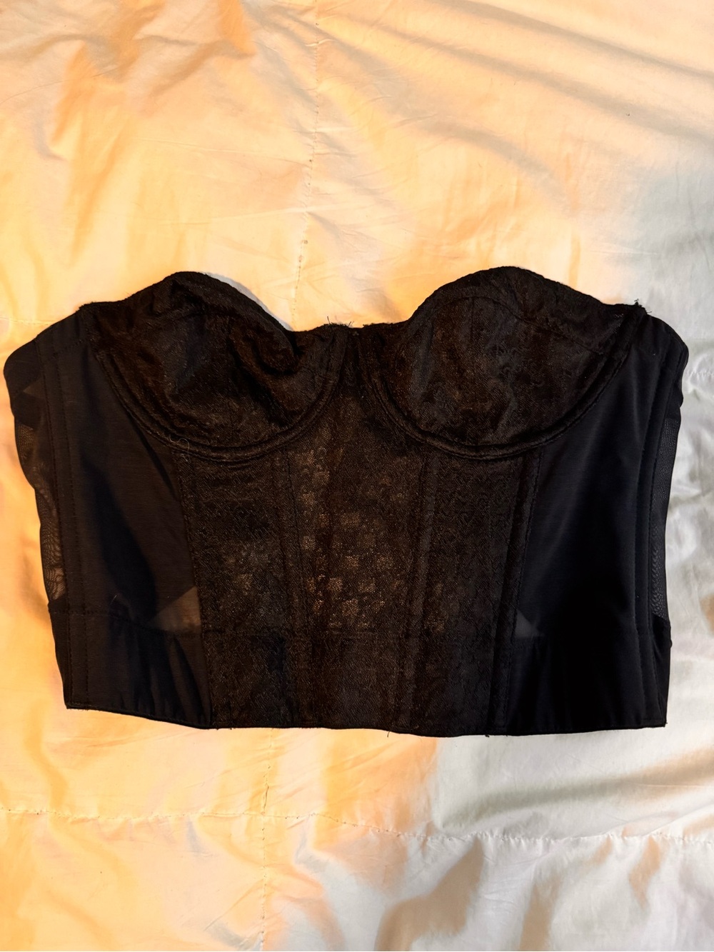 Victoria’s Secret - Black Lace Longline Strapless Bustier - Women Intimates